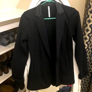 Cotton blazer with leather details